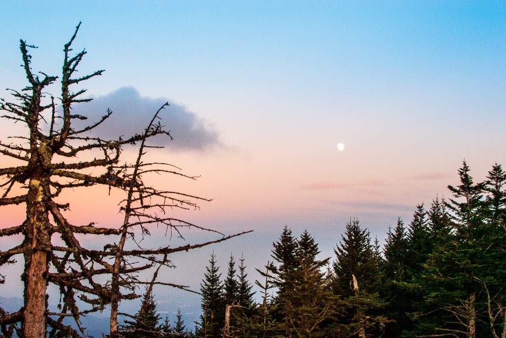 Sunset moonrise Mt. Mitchell