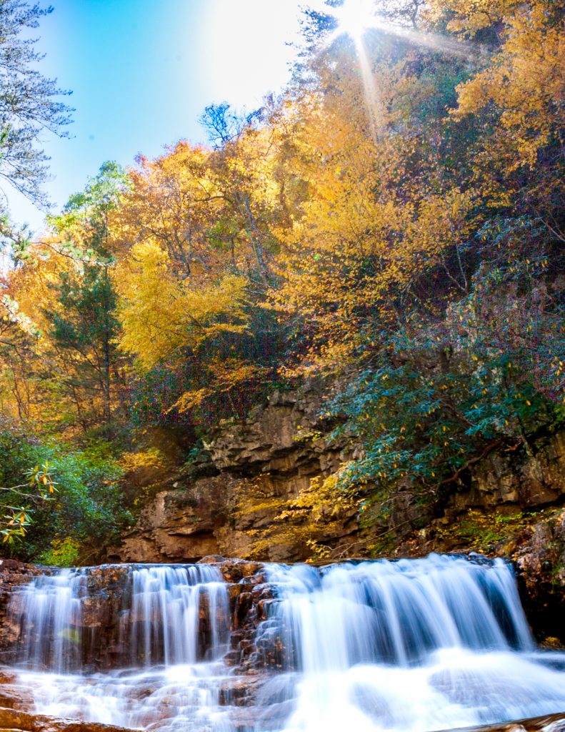 Waterfall autumn long exposure